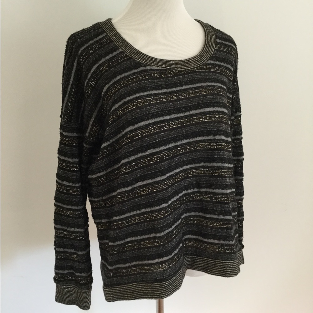 Alternative Crewneck Black and Gold Striped Sweatshirt Style Sweater